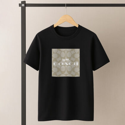 تیشرت برند کوچ مربع کرمی