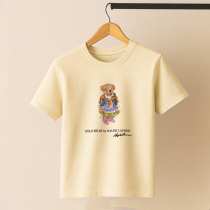 تیشرت پولو خرس کفش صورتی دخترانه