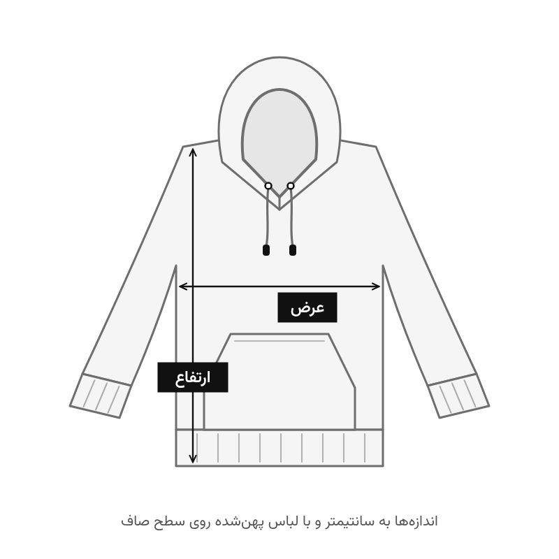 نحوه اندازه‌گیری عرض و ارتفاع هودی